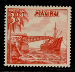 NAURU GV SG50, 3½d scarlet, M MINT.