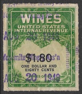 USA REVENUES 1942 $1.80 Cordials Wines Revenue Sc RE151 VFU Grapes Topical