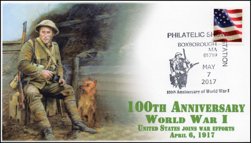 17-321, 2017,World War I, 100th Anniversary, Pictorial Postmark, Boxborough MA