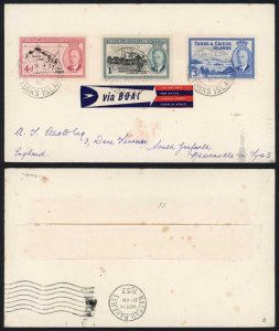 Turks and Caicos KGVI cover Via Boat