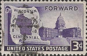 # 957 USED WISCONSIN STATEHOOD 100TH ANNIV.