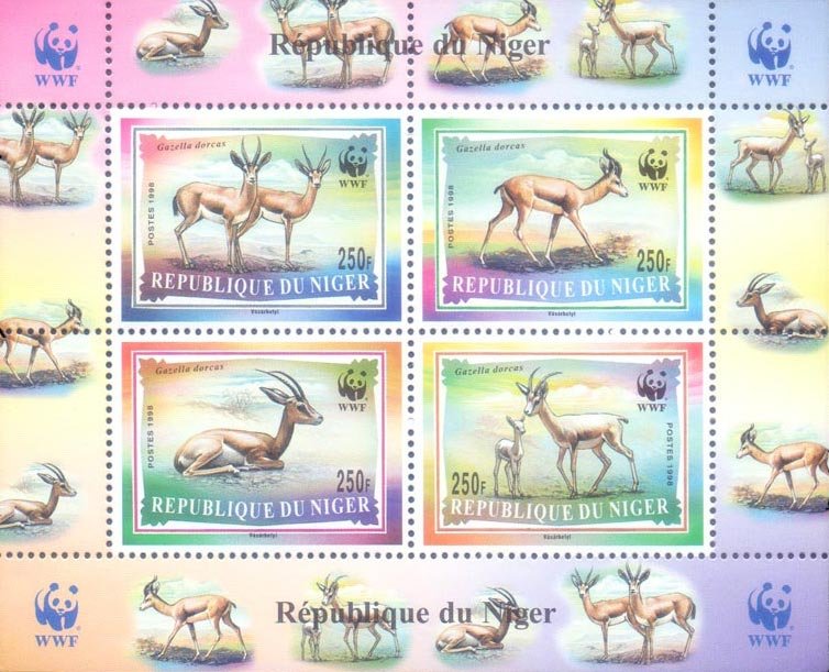 Niger 1998 Gazelle Deer Animals WWF Wildlife Nature 4v Mint S/S. (#6)