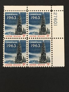 Scott # 1240 Christmas Tree MNH Plate Block of 4