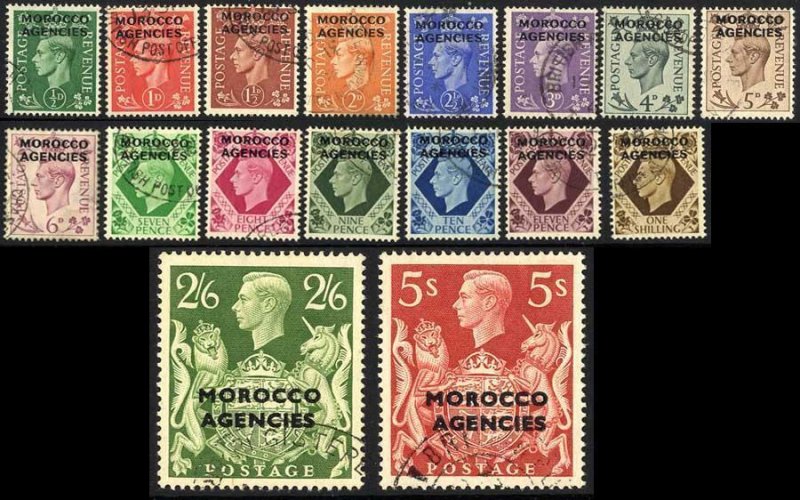 Morocco Agencies SG77/93 Set of 17 Superb used Cat 250 pounds 