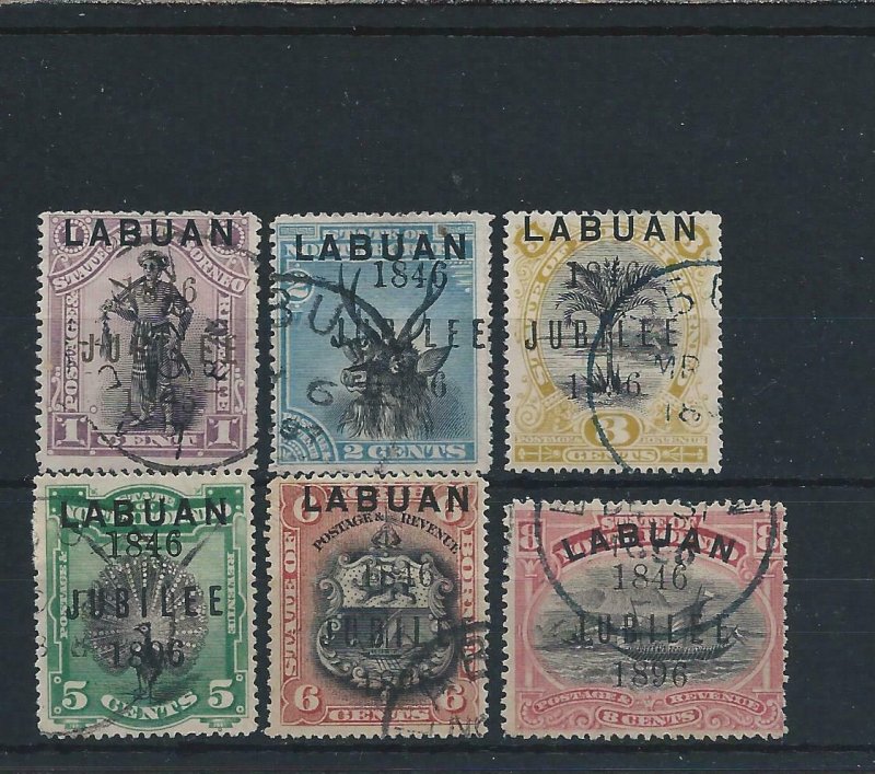 LABUAN 1896 JUBILEE SET OF SIX FU SG 83/88 CAT £110