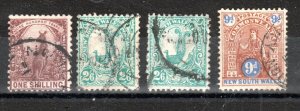 Australia - New South Wales 1905-10 values SG 348, 349, 349a and 351 FU CDS