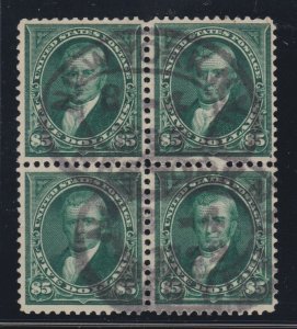 US 278 $5 Marshall Used Block of 4 VF-XF appr SCV $4000