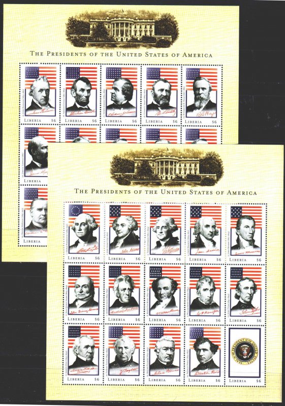 Liberia. 2000. Small sheet 3158-87. US Presidents. MNH. 