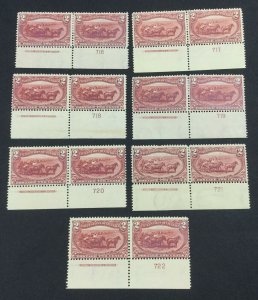 MOMEN: US STAMPS #286 PLATE IMPRINT PAIRS MINT OG H LOT #71009