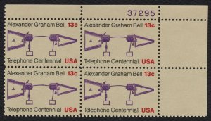 #1683 13c Telephone Centennial, Plate Block [37295 UR] **ANY 5=FREE SHIPPING**