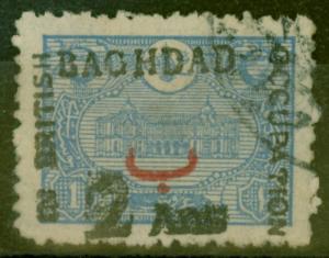 Iraq Baghdad 1917 2a on 1pi Ultramarine SG12 V.F.U Choice Example Rare Stamp