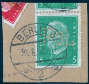 Germany Hindenburg Berlin POL Lochung Police Perfin Official Used 94110