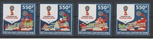 2018 Central African Republic surch. original packaging 'FRANCE CHAMPION' FIFA World Cup HOLOGRAM-