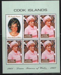 COOK ISLANDS  1229  MNH 5 STAMPS PLUS LABLE  SOUVENIR SHEET