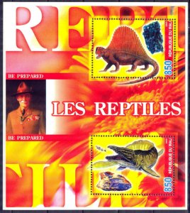 Mali 2005 Reptiles Dinosaurs Minerals Scouting Scouts (I) Sheet MNH