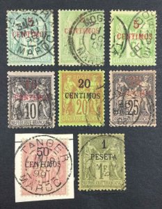 MOMEN: FRENCH MOROCCO SC #1,2,2a,3a,4-7 1891-1900 USED LOT #62589