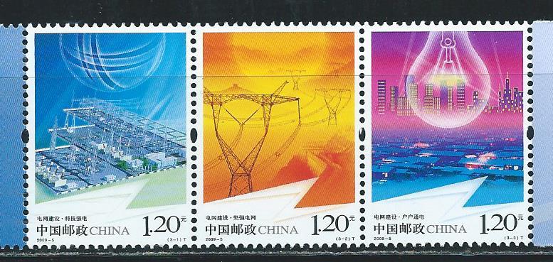 China PRC 3723 2009 Electric Power strip MNH