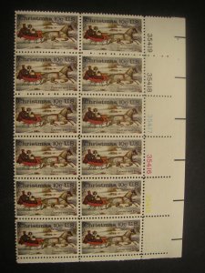 Scott 1551, 10c Christmas Sleigh, PB12 #35414-19 LR, MNH Beauty