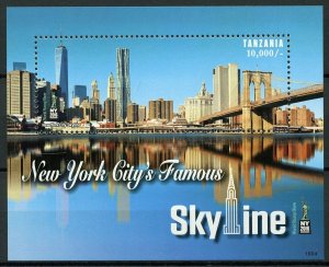 Tanzania Stamps 2016 MNH New York City Famous Skyline NY2016 Skyscrapers 1v S/S