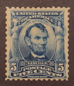 Scott 304 - 5 Cents Lincoln - MNH - Nice Stamp - SCV - $150.00