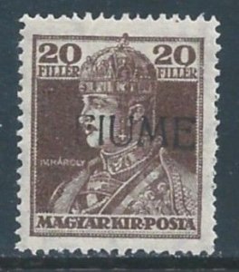 Fiume #22 MH 20f Hungary Charles IV Issue Ovptd. Fiume