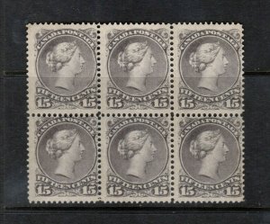 Canada #30 Mint Fine Variety Block Of Six - Bottom 3 Stamps Never Hinged