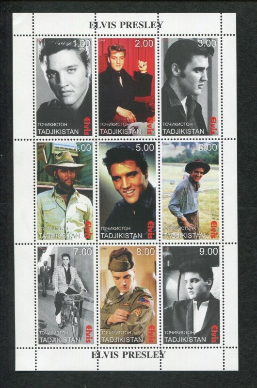 Tajikistan Commemorative Souvenir Stamp Sheet - Musician Elvis Presley