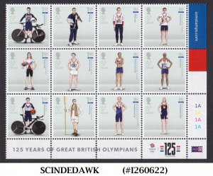 ISLE OF MAN - 2021 125yrs OF GREAT BRITISH OLYMPIANS BLOCK OF 12 - SE-TENANT MNH