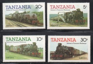 Tanzania Sc 271-274 1985 Trains stamp  set mint NH