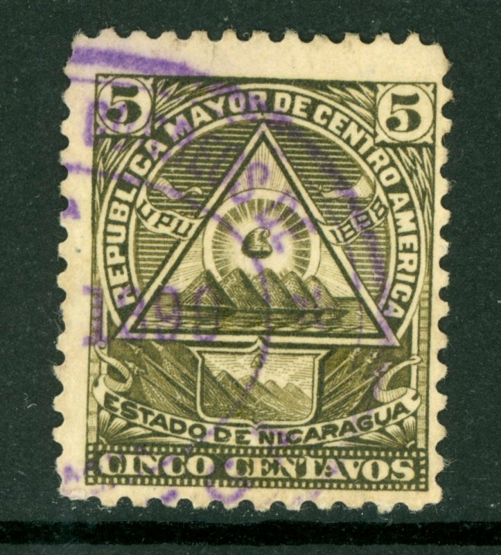 Nicaragua 1898 Seebeck Coat of Arms 5¢ Unwmk VFU B639