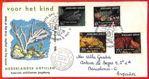 aa3572 - DUTCH  ANTILLEN - POSTAL HISTORY - FDC COVER to SPAIN 1965  Sea CORAL