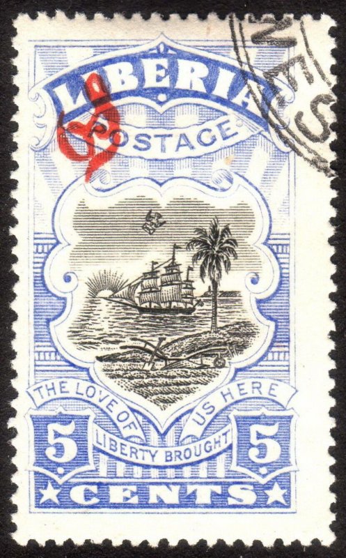 1918, Liberia 5c, Used, Sc O100
