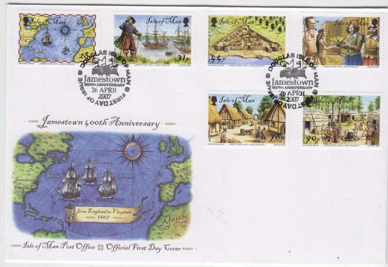 Isle of Man -  2007,  Jamestown 400th,  set of 6 on FDC