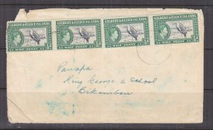 GILBERT & ELLICE ISLANDS, c1952 native cover, KGVI 1/2d. (4) to Bikenbau