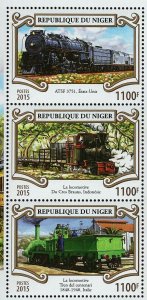 Steam Trains Stamp ATSF 3751 USA Locomotive S/S MNH #3546-3548