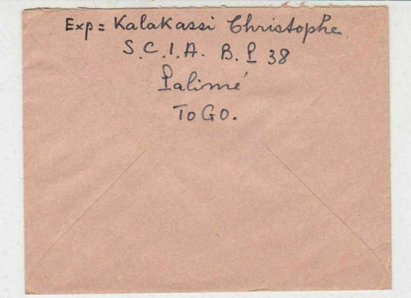 Rep Togolaise 1969 Airmail Palime Cancels Cafe Concert Pic Stamp Cover Ref 30723