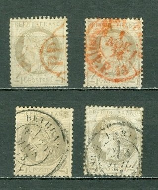 FRANCE 1870  CERES #52 LOT of (4) USED NO THINS...SHADES