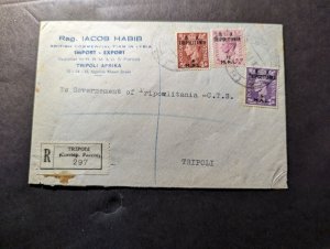 1950 Registered British Occupation Tripolitania MAL Overprint Cover to Tripoli