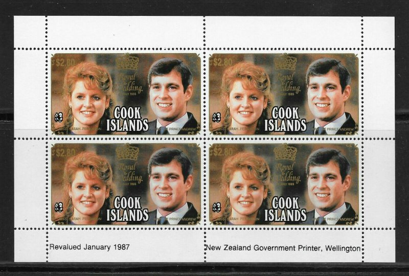 COOK ISLANDS, Royal Mini-Sheets, RARE 1987 SURCHARGE ISSUE, 9 sheets. Cat £600 