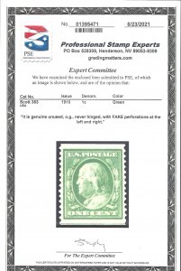 383 Mint,OG,NH... PSE Cert... SCV $5.00... XF