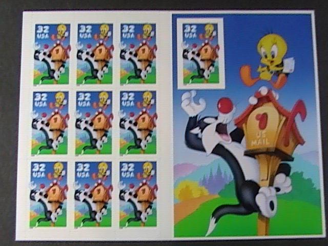 U.S.# 3205-MNH-PANE 10-LOONEY TUNES/SYLVESTER &TWEETY-IMPERF SINGLE VARIETY-1997