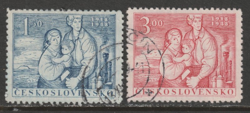 1948 Czech Rep - Sc 361-2 - used VF - 2 single - Czechoslovak Family