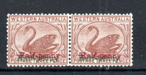 Australia - Western Australia 1893 1/2d on 3d surcharge horizontal pr SG 111b MH