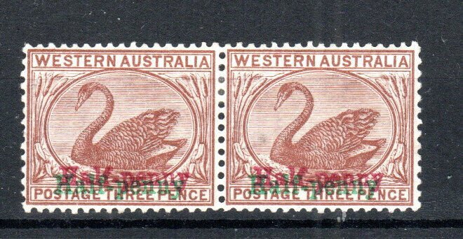 Australia - Western 1893 1/2d over 3D Horizontal Overload Pr Sg 111bMH-