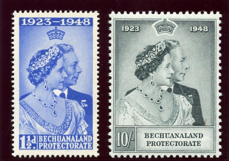 Bechuanaland 1948 KGVI Silver Wedding set complete MNH. SG 136-137. Sc 147-148.