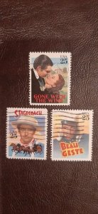 US Scott # 2446-2448; Three used 25c Classic Films from 1990; VF cnter; off pap