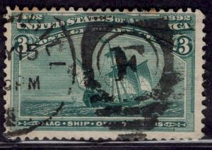 US Stamp #232 3c Columbian USED SCV $15