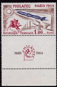 France 1964 1fr.Issued for Philatec with Label & Tab  F/VF/NH