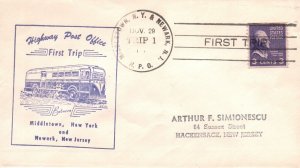 HIGHWAY POST OFFICE FIRST TRIP MIDDLETOWN N.Y. - NEWARK N.J. TRIP # 1 H.P.O.1948