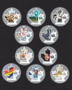 2017 = CANADA 150 = Olympic, Space, Hockey = set of 10 stamps from Minisheet MNH